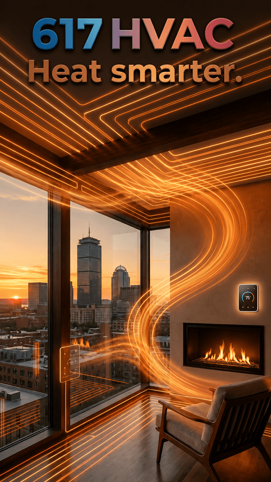 617 HVAC heating visual with warm interior climate control.