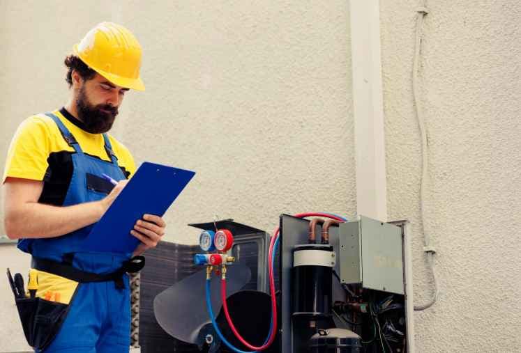 Boston Inspectional Services mechanical permit document alongside HVAC installation paperwork at a Greater Boston home